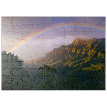puzzleplate Regenbogen über der Na Pali Küste, Insel Kauai, Hawaii, USA 100 Puzzle