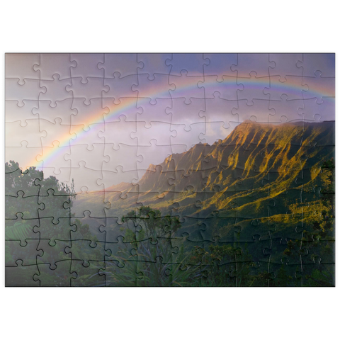 puzzleplate Regenbogen über der Na Pali Küste, Insel Kauai, Hawaii, USA 100 Puzzle