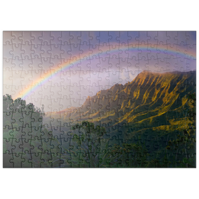 Darstellung des Puzzle Motivs Regenbogen über der Na Pali Küste, Insel Kauai, Hawaii, USA - Puzzleteile: 200