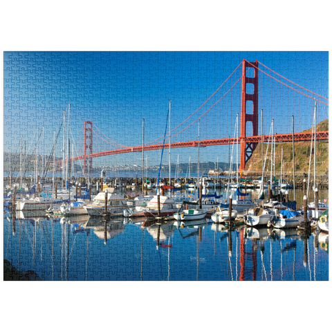 puzzleplate Golden Gate Bridge mit Yachthafen, San Francisco, Kalifornien, USA 1000 Puzzle