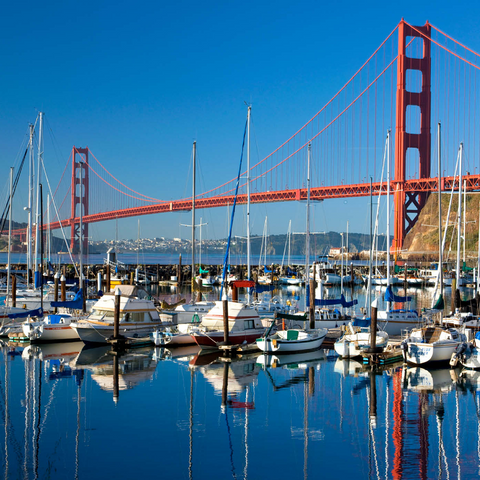 Golden Gate Bridge mit Yachthafen, San Francisco, Kalifornien, USA 1000 Puzzle 3D Modell