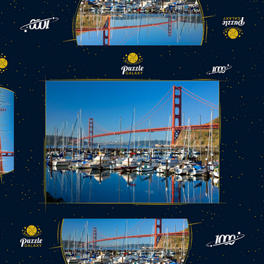 Golden Gate Bridge mit Yachthafen, San Francisco, Kalifornien, USA 1000 Puzzle Schachtel 3D Modell