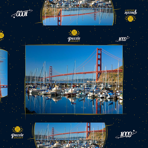 Golden Gate Bridge mit Yachthafen, San Francisco, Kalifornien, USA 1000 Puzzle Schachtel 3D Modell