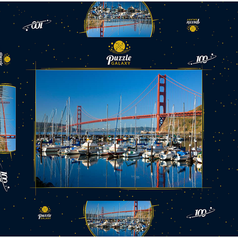 Golden Gate Bridge mit Yachthafen, San Francisco, Kalifornien, USA 100 Puzzle Schachtel 3D Modell