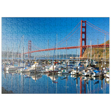 puzzleplate Golden Gate Bridge mit Yachthafen, San Francisco, Kalifornien, USA 200 Puzzle