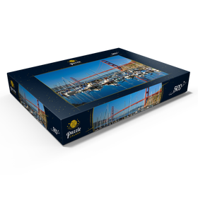 Darstellung des Puzzle Motivs Golden Gate Bridge mit Yachthafen, San Francisco, Kalifornien, USA - Puzzleteile: 500