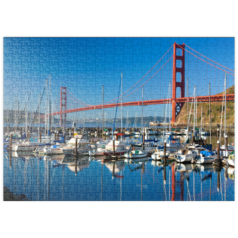 puzzleplate Golden Gate Bridge mit Yachthafen, San Francisco, Kalifornien, USA 500 Puzzle