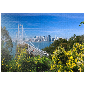 Darstellung des Puzzle-Motivs Bay Bridge mit Skyline, San Francisco, Kalifornien, USA – Puzzleteile: 1000