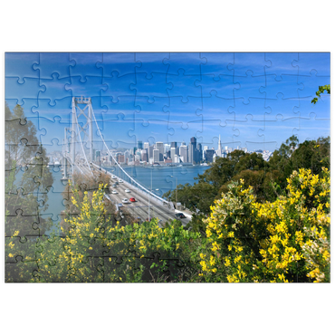 puzzleplate Bay Bridge mit Skyline, San Francisco, Kalifornien, USA 100 Puzzle