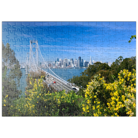 Darstellung des Puzzle-Motivs Bay Bridge mit Skyline, San Francisco, Kalifornien, USA – Puzzleteile: 200