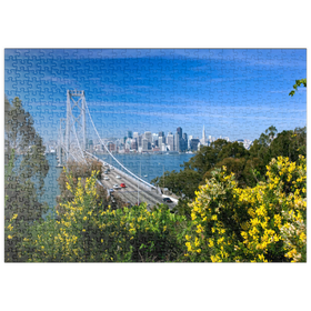 Darstellung des Puzzle Motivs Bay Bridge mit Skyline, San Francisco, Kalifornien, USA - Puzzleteile: 500