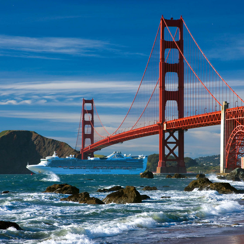 San Francisco Bay mit Kreuzfahrtschiff und Golden Gate Bridge, San Francisco, Kalifornien, USA 1000 Puzzle 3D Modell