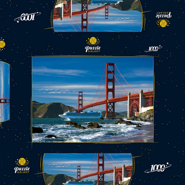 San Francisco Bay mit Kreuzfahrtschiff und Golden Gate Bridge, San Francisco, Kalifornien, USA 1000 Puzzle Schachtel 3D Modell