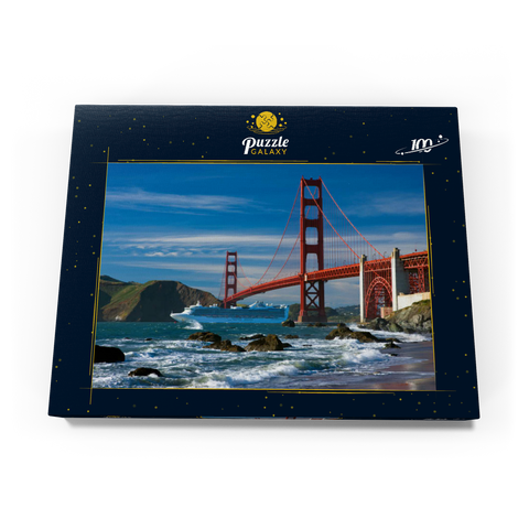 San Francisco Bay mit Kreuzfahrtschiff und Golden Gate Bridge, San Francisco, Kalifornien, USA 100 Puzzle Schachtel Ansicht3