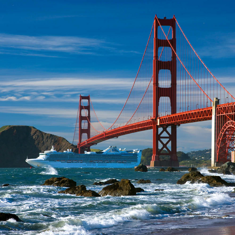 San Francisco Bay mit Kreuzfahrtschiff und Golden Gate Bridge, San Francisco, Kalifornien, USA 200 Puzzle 3D Modell