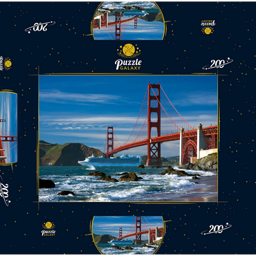 San Francisco Bay mit Kreuzfahrtschiff und Golden Gate Bridge, San Francisco, Kalifornien, USA 200 Puzzle Schachtel 3D Modell