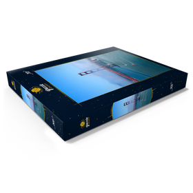 Darstellung des Puzzle Motivs Golden Gate Bridge im Nebel mit Segelbooten im Vordergrund, San Francisco, Kalifornien, USA - Puzzleteile: 200