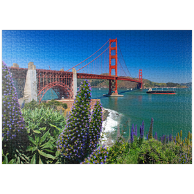 Darstellung des Puzzle-Motivs Golden Gate Bridge und Fort Point National Historic Site, San Francisco, USA – Puzzleteile: 1000