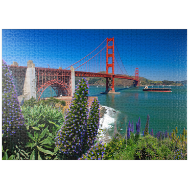 puzzleplate San Francisco Bay mit Golden Gate Bridge und Fort Point National Historic Site, San Francisco, Kalifornien, USA 1000 Puzzle