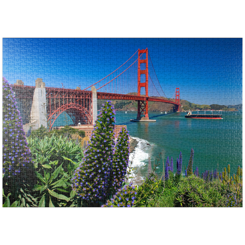 puzzleplate San Francisco Bay mit Golden Gate Bridge und Fort Point National Historic Site, San Francisco, Kalifornien, USA 1000 Puzzle