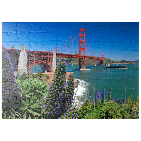 puzzleplate San Francisco Bay mit Golden Gate Bridge und Fort Point National Historic Site, San Francisco, Kalifornien, USA 100 Puzzle