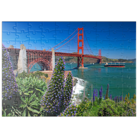 Darstellung des Puzzle Motivs Golden Gate Bridge und Fort Point National Historic Site, San Francisco, USA - Puzzleteile: 100