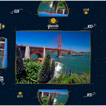 San Francisco Bay mit Golden Gate Bridge und Fort Point National Historic Site, San Francisco, Kalifornien, USA 100 Puzzle Schachtel 3D Modell