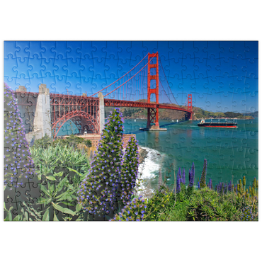 puzzleplate San Francisco Bay mit Golden Gate Bridge und Fort Point National Historic Site, San Francisco, Kalifornien, USA 200 Puzzle