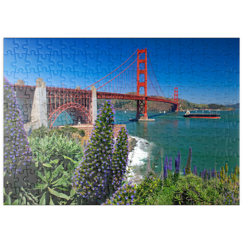 puzzleplate San Francisco Bay mit Golden Gate Bridge und Fort Point National Historic Site, San Francisco, Kalifornien, USA 200 Puzzle