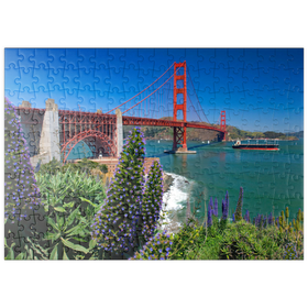 Darstellung des Puzzle Motivs Golden Gate Bridge und Fort Point National Historic Site, San Francisco, USA - Puzzleteile: 200