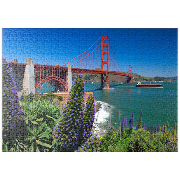 puzzleplate San Francisco Bay mit Golden Gate Bridge und Fort Point National Historic Site, San Francisco, Kalifornien, USA 500 Puzzle