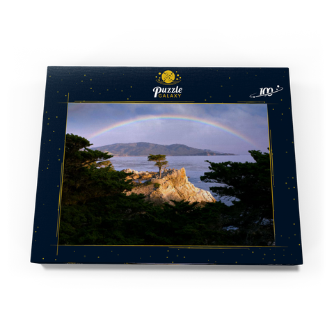 Regenbogen über der Monterey-Zypresse (Lone Cypress) an der Pazifikküste bei 100 Puzzle Schachtel Ansicht3