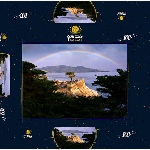 Regenbogen über der Monterey-Zypresse (Lone Cypress) an der Pazifikküste bei 100 Puzzle Schachtel 3D Modell