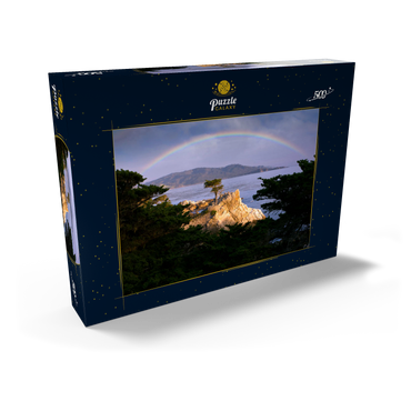 Regenbogen über der Monterey-Zypresse (Lone Cypress) an der Pazifikküste bei 500 Puzzle Schachtel Ansicht2