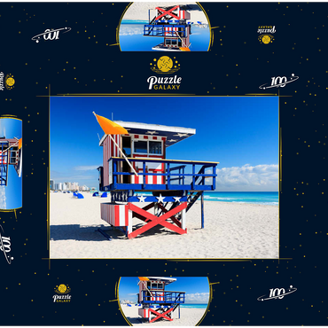 Rettungsschwimmer Station in South Beach in Miami Beach, Florida, USA 100 Puzzle Schachtel 3D Modell