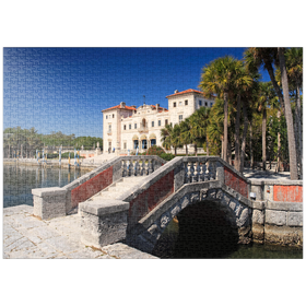 Darstellung des Puzzle-Motivs Blick durch ihre Gartenanlage auf die Villa Vizcaya in Coconut Grove Miami, Florida – Puzzleteile: 1000