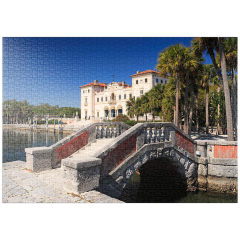 puzzleplate Gartenanlage der Villa Vizcaya in Coconut Grove Miami, Florida, USA 1000 Puzzle