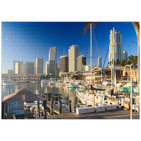 Darstellung des Puzzle-Motivs Yachthafen am Bayside Marketplace in Downtown Miami, Florida, USA – Puzzleteile: 1000