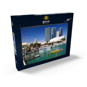 Yachthafen am Bayside Marketplace in Downtown Miami, Florida, USA 100 Puzzle Schachtel Ansicht2