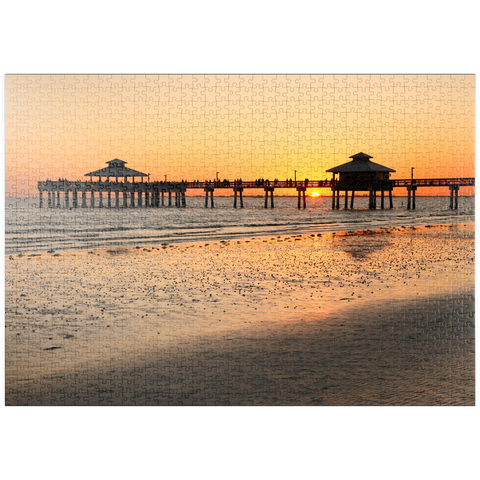 puzzleplate Sonnenuntergang am Pier in Fort Myers Beach an der Golfküste, Florida, USA 1000 Puzzle