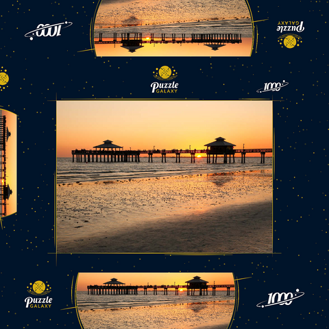 Sonnenuntergang am Pier in Fort Myers Beach an der Golfküste, Florida, USA 1000 Puzzle Schachtel 3D Modell