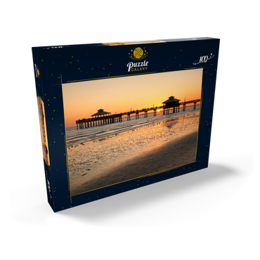 Sonnenuntergang am Pier in Fort Myers Beach an der Golfküste, Florida, USA 100 Puzzle Schachtel Ansicht2