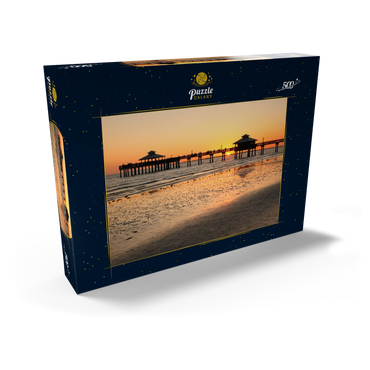 Sonnenuntergang am Pier in Fort Myers Beach an der Golfküste, Florida, USA 500 Puzzle Schachtel Ansicht2