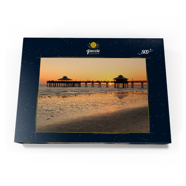 Sonnenuntergang am Pier in Fort Myers Beach an der Golfküste, Florida, USA 500 Puzzle Schachtel Ansicht3