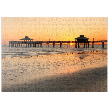 puzzleplate Sonnenuntergang am Pier in Fort Myers Beach an der Golfküste, Florida, USA 500 Puzzle