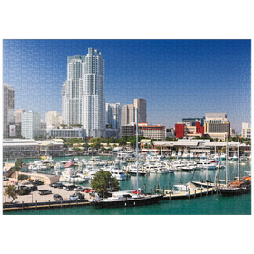 Darstellung des Puzzle-Motivs Yachthafen am Bayside Marketplace an einem sonnigen Tag, Miami, Florida, USA – Puzzleteile: 1000