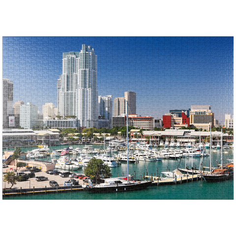 puzzleplate Yachthafen am Bayside Marketplace in Downtown Miami, Florida, USA 1000 Puzzle