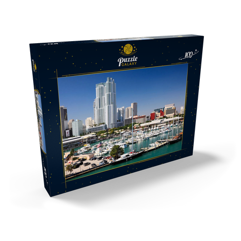 Yachthafen am Bayside Marketplace in Downtown Miami, Florida, USA 100 Puzzle Schachtel Ansicht2