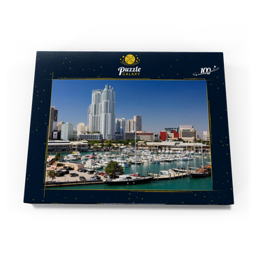 Yachthafen am Bayside Marketplace in Downtown Miami, Florida, USA 100 Puzzle Schachtel Ansicht3