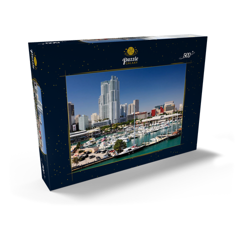 Yachthafen am Bayside Marketplace in Downtown Miami, Florida, USA 500 Puzzle Schachtel Ansicht2